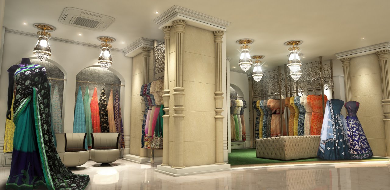 Lavish luxury jewellery shop with Italian marble and fancy ceiling